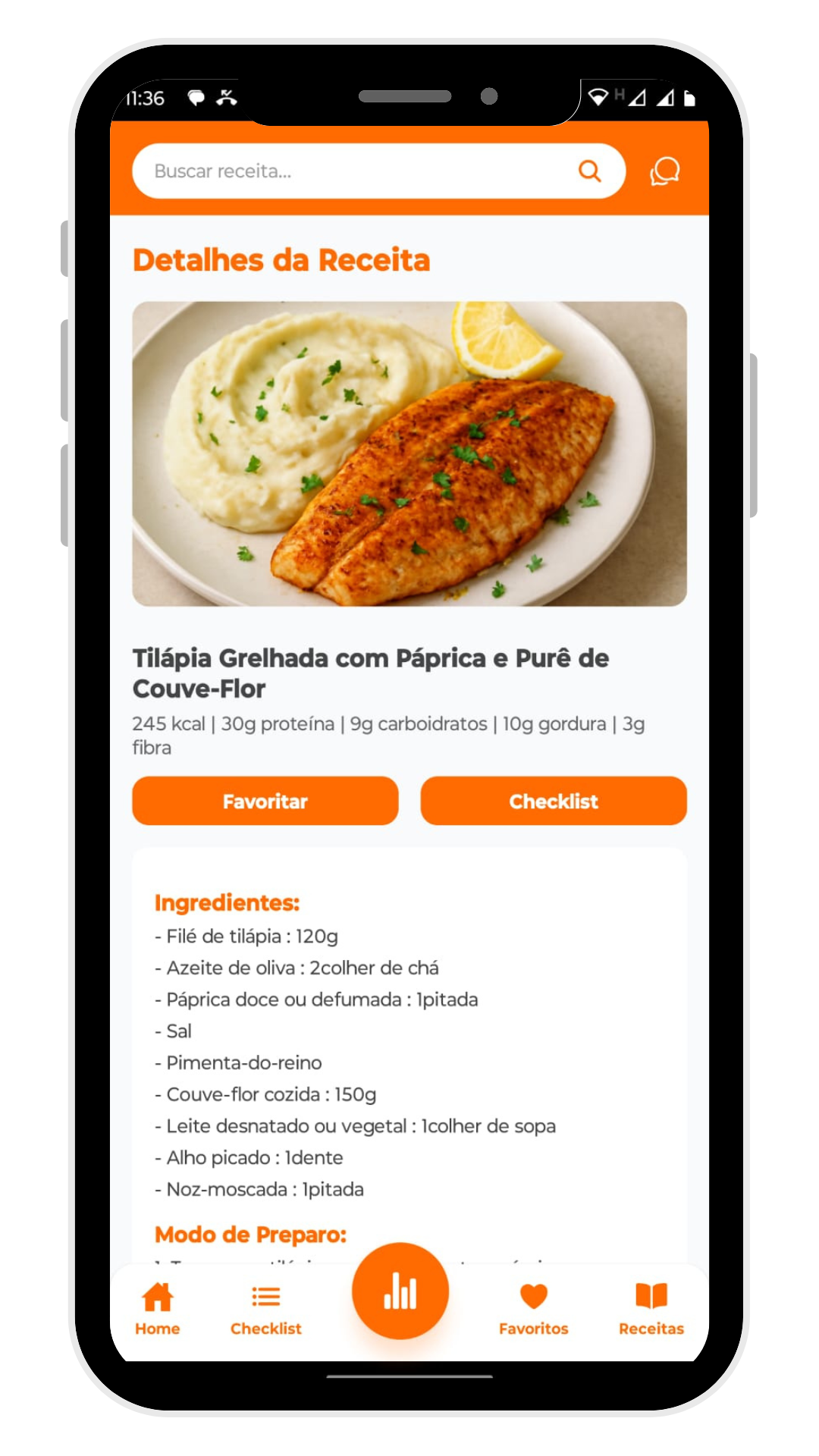 Interface do App DietPlanner